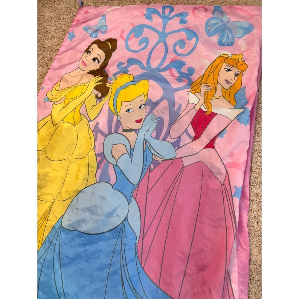 Disney Princess Kids Sleeping Bag Belle Cinderella Aurora Pink 28x56 - Picture 2 of 6